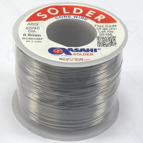 Припой с флюсом Припой ASAHI WC60C06F, 0.6мм 0.25кг Sn60/Pb40 (СF60 флюс RA)
