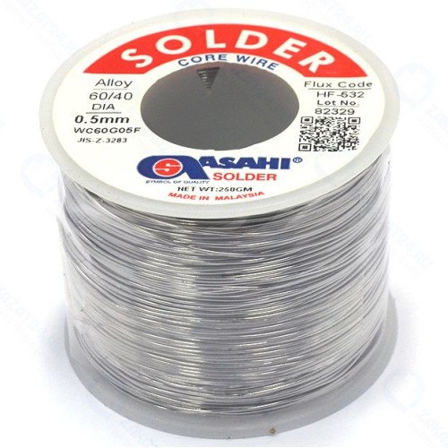 Припой с флюсом Припой ASAHI WC60G05F, 0.5мм 0.25кг Sn60/Pb40 (HF532 флюс RMA)