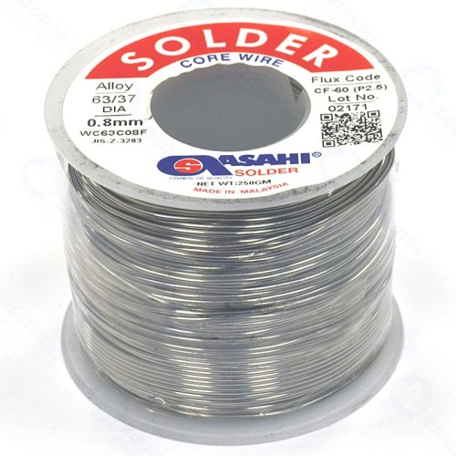 Припой с флюсом Припой ASAHI WC63C08F, 0.8мм 0.25кг Sn63/Pb37 (СF60 флюс RA)