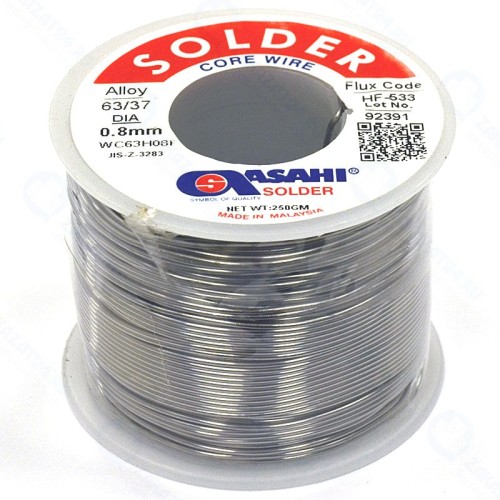 Припой с флюсом Припой ASAHI WC63H08F, 0.8мм 0.25кг Sn63/Pb37 (HF533 флюс RMA)