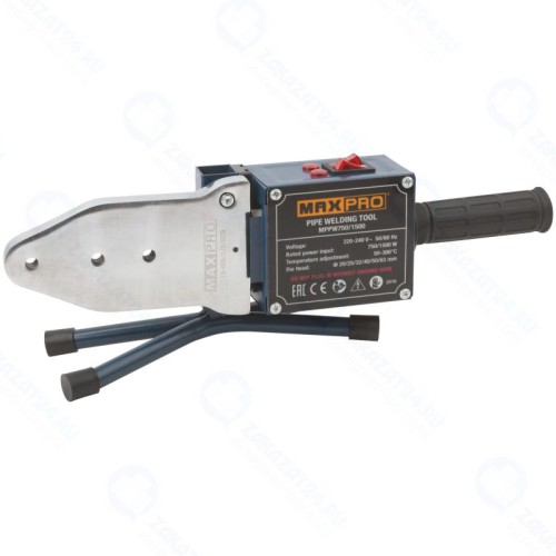 Аппарат сварки пластиковых труб MAX-PRO MPPW750/1500, 750/1500 Вт, 50-300°С, 6 насадок, диаметры труб 20/25/32/40/50/63мм