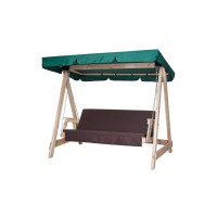 Качели LAURA OUTDOOR "Селена 3.0" Трехместные без покраски, зеленый тент (боржовые подушки)