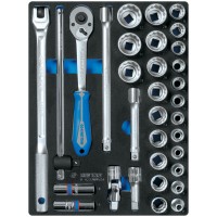 Набор торцевых головок KING TONY 9-4233MRV04 1/2" с принадлежностями, двенадцатигранные, 33 предмета