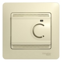Термостат теплого пола SCHNEIDER ELECTRIC электронный теплого пола с датчиком, 10A (в сборе с рамкой) SE Glossa Беж