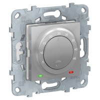 Термостат теплого пола SCHNEIDER ELECTRIC UNICA NEW теплого пола, 10А, выносной термодатчик, алюминий