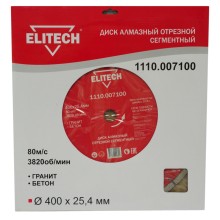 Диск алмазный сегментный ELITECH ф400х25.4мм, гранит,бетон Диск алмазный сегментный ELITECH ф400х25.4мм, гранит,бетон