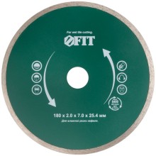 Диск алмазный FIT IT 37455, влажная резка, для электроплиткореза, посадка 25.4 мм, 180 мм