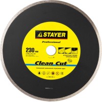 Алмазный диск STAYER Clean Cut 230 мм, по керамограниту, мрамору, керамической плитке, граниту (230х22.2 мм, 5х2.4 мм)