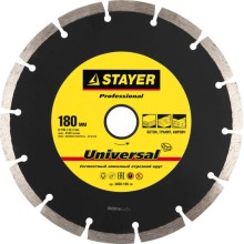 Алмазный диск STAYER UNIVERSAL 180 мм, по бетону, кирпичу, тротуарной плитке, граниту, черепице, песчанику (180х22.2 мм, 7х2.2 мм)