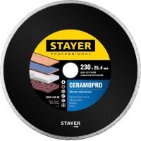Алмазный диск STAYER CERAMO-25 230 мм, по керамограниту, мрамору, керамической плитке, граниту (230х25.4 мм, 5х2.4 мм)