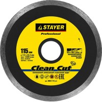 Алмазный диск STAYER Clean Cut 115 мм, по керамограниту, мрамору, керамической плитке, граниту (115х22.2 мм, 5х1.9 мм)