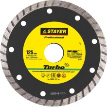 Алмазный диск STAYER TURBO 125 мм, по бетону, кирпичу, тротуарной плитке, граниту, черепице (125х22.2 мм, 7х2.4 мм)