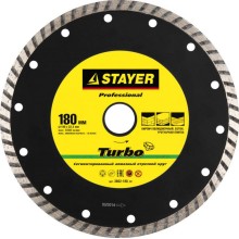 Алмазный диск STAYER TURBO 180 мм, по бетону, кирпичу, тротуарной плитке, граниту, черепице (180х22.2 мм, 7х2.6 мм)