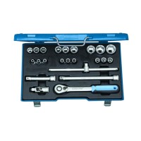 Набор торцевых головок Gedore 2545837, закаленных 6-гранных, с аксессуарами 1/2", 8-32 мм, 23 предмета