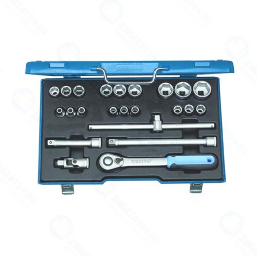 Набор торцевых головок Gedore 2545837, закаленных 6-гранных, с аксессуарами 1/2