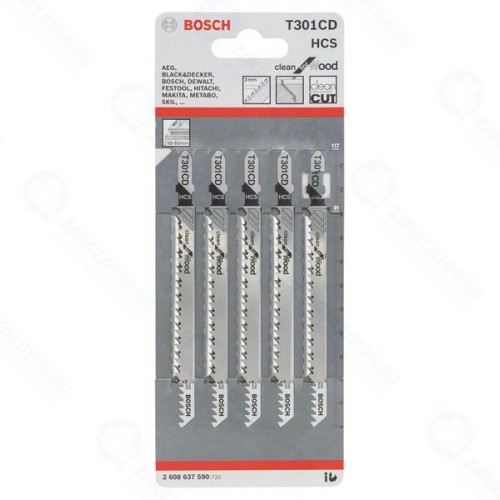 Лобзиковые пилки Bosch 5 шт T 301 CD Clean for Wood, HCS