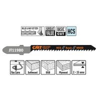 Пилки для лобзика CMT JT119BO-5, 76/50мм, шаг: 2 мм, 5шт, по дереву