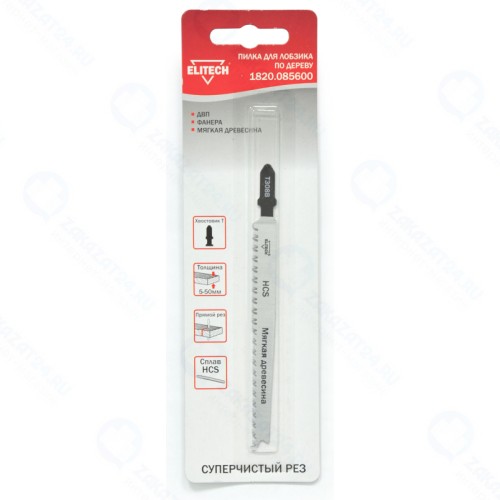 Пилка для лобзика ELITECH 1шт,HCS,92мм,рез 5-50мм,д\ДВП,мяг.древ,фанера,суперчист\пропил(T308B)