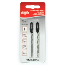 Пилка для лобзика ELITECH 2шт,HCS,50мм,рез 1.5-15мм,д\ДВП,мяг.древ,фанера,чист\фигурн\пропил(T101AO) Пилка для лобзика ELITECH 2шт,HCS,50мм,рез 1.5-15мм,д\ДВП,мяг.древ,фанера,чист\фигурн\пропил(T101AO)