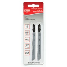 Пилка для лобзика ELITECH 2шт,HCS,75мм,рез 4-50мм,д\мяг.дер,фанера,ДВП,быстр\пропил(T111C) Пилка для лобзика ELITECH 2шт,HCS,75мм,рез 4-50мм,д\мяг.дер,фанера,ДВП,быстр\пропил(T111C)