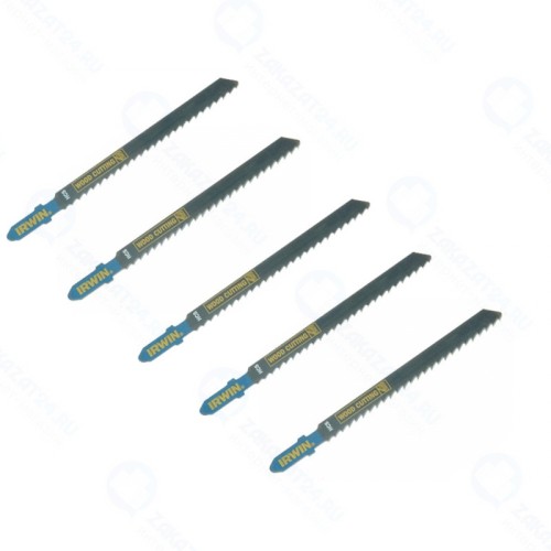 Пилки для лобзика IRWIN 10504228, для ламината, 115/90мм, шаг: 2.0-3.0мм, 5шт, HCS, 115mm 8-13TPI (T234X)