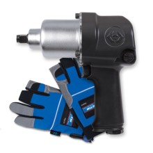 Гайковерт KING TONY P33411-040E пневматический, ударный, 1/2", 678 Нм, в комплекте перчатки антивибрационные