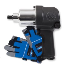 Гайковерт KING TONY P33411-050E пневматический, ударный, 1/2", 881 Нм, в комплекте перчатки антивибрационные