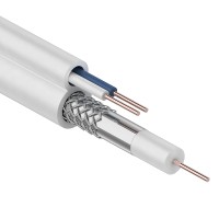 Кабель для видеонаблюдения REXANT ККСВ-В+2х0,5 мм белый (бухта 100 м)