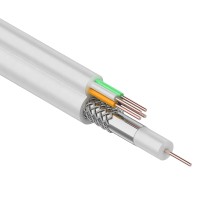 Кабель для видеонаблюдения REXANT ККСВ-В+4х0,5 мм белый (бухта 100 м)