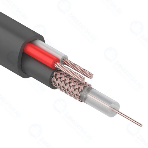 Кабель для видеонаблюдения REXANT КВК-П-1,5+2x0,50 кв. мм (Cu/Cu) черный (бухта 200 м)