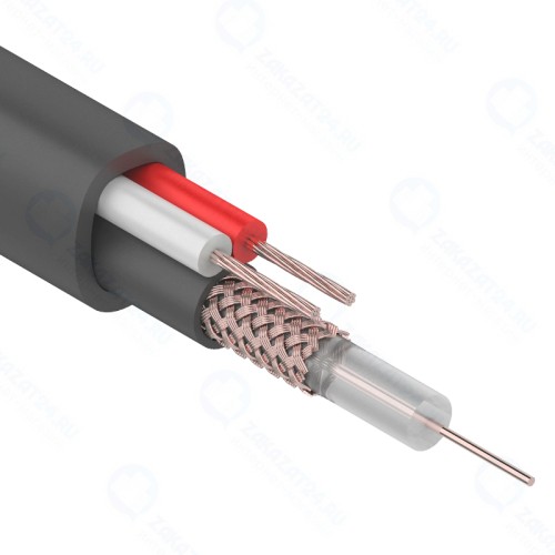 Кабель для видеонаблюдения REXANT КВК-П-1,5+2x0,75 кв. мм (Cu/Cu) черный (бухта 200 м)