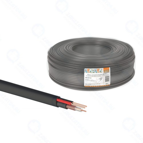 Кабель для видеонаблюдения TDM Electric КВК-П-2 2х0,5 мм (200м), для наружной прокладки, черный народный