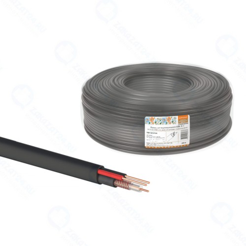 Кабель для видеонаблюдения TDM Electric КВК-П-2 2х0,75 мм (200м), для наружной прокладки, черный народный