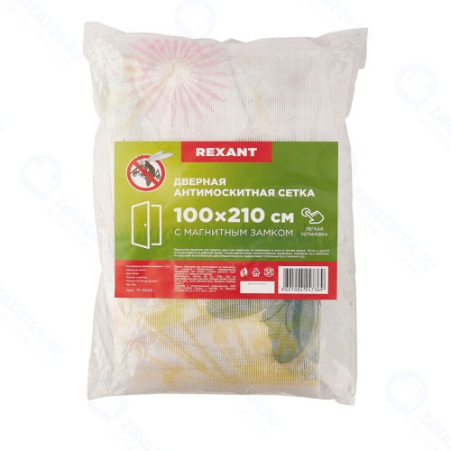Дверная антимоскитная сетка REXANT 210х100 см, с цветами и магнитным замком по всей длине