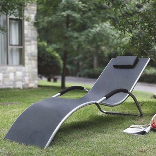 Шезлонг-лежак АФИНА-МЕБЕЛЬ ГРАЦИЯ MC-3039GA Silver-Black.