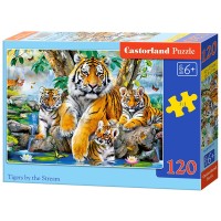 Пазл CASTORLAND MIDI Семья тигров у ручья. 120 элементов