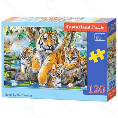 Пазл CASTORLAND MIDI Семья тигров у ручья. 120 элементов