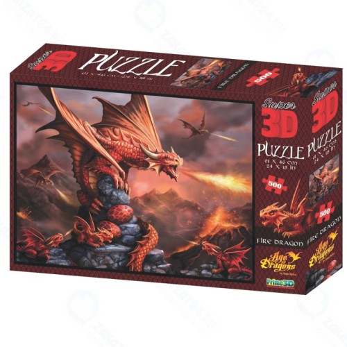 Стерео пазл PRIME 3D Огненный дракон, 500 дет.