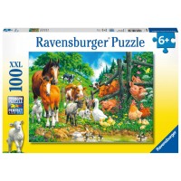 Пазл RAVENSBURGER Встреча животных, 100 эл.