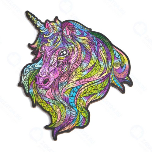 Деревянный пазл WOOD TRICK Единорог: Фиолетовый Ветер (16x17см)