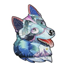 Деревянный пазл WOOD TRICK Храбрый Хаски с кристаллами Swarovski® (48x35см)
