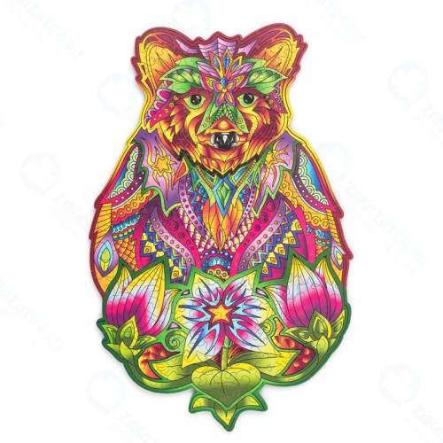 Деревянный пазл WOOD TRICK Вдохновленный медведь (36x23см)