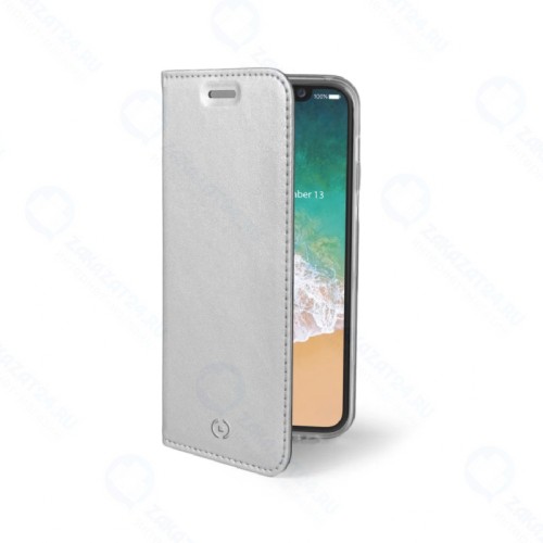 Чехол-книжка Celly Air Case для Apple iPhone X/XS серебристый