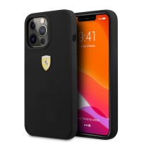 Чехол CG-MOBILE Ferrari LIQUID SILICONE CASE METAL LOGO для iPhone 13 Pro, черный