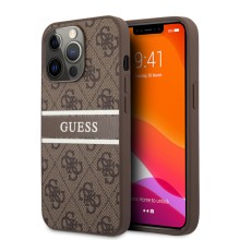 Чехол CG-MOBILE Guess 4G PU LEATHER WITH PRINTED STRIPE для iPhone 13 Pro, коричневый