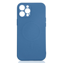 Силиконовый чехол MagSafe с микрофиброй для iPhone 12 Pro Max DF iMagnetcase-04 (blue)