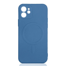 Силиконовый чехол MagSafe с микрофиброй для iPhone 12 mini DF iMagnetcase-01 (blue)