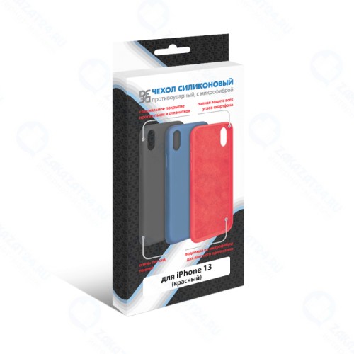 Силиконовый чехол с микрофиброй для iPhone 13 DF iOriginal-10 (красный)