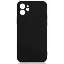 Силиконовый чехол MagSafe с микрофиброй для iPhone 12 DF iMagnetcase-02 (black)
