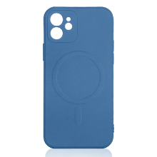 Силиконовый чехол MagSafe с микрофиброй для iPhone 12 DF iMagnetcase-02 (blue)